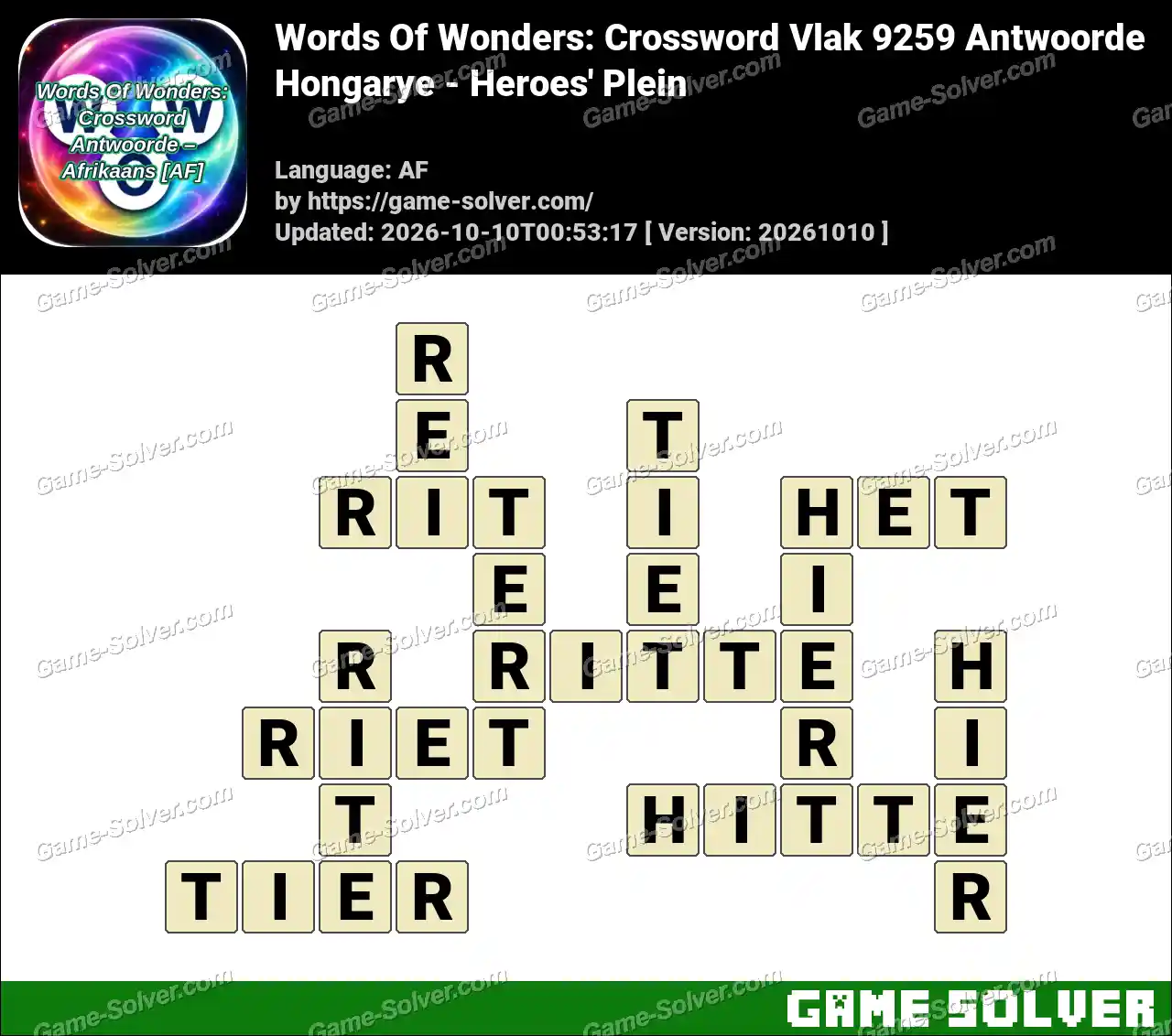 Words Of Wonders: Crossword Vlak 9259 Antwoorde – Hongarye – Heroes’ Plein
